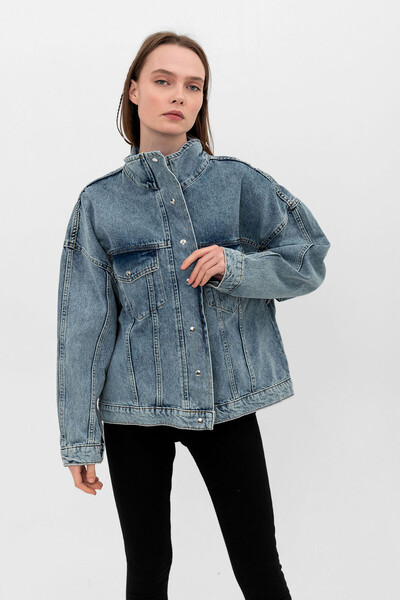 Tommylife Wholesale Blue Women's Denim Jacket - 02068 - Thumbnail