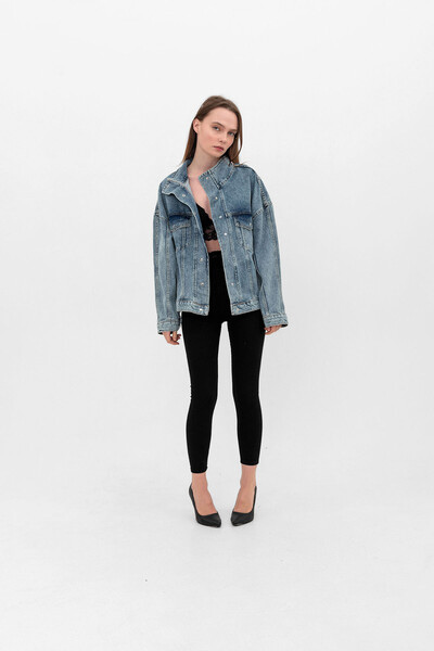 Tommylife Wholesale Blue Women's Denim Jacket - 02068 - Thumbnail