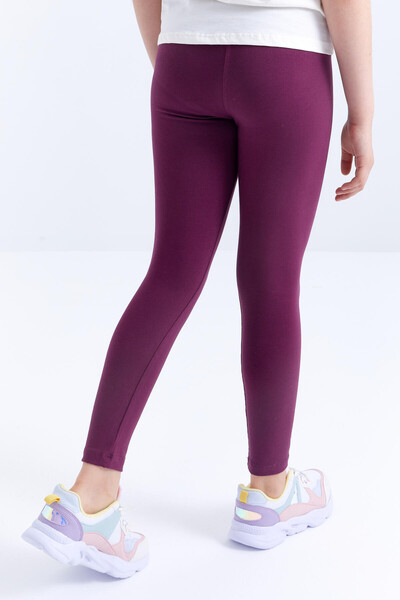 Tommylife Wholesale Bordeaux High Waisted Skinny Leg Girl's Leggings - 75047 - 8
