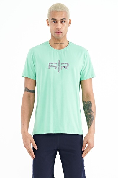 Tommylife Wholesale Boris Crew Neck Standard Fit Printed Men's T-Shirt 88206 Aqua Green - Thumbnail