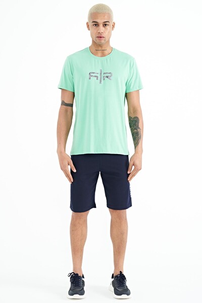 Tommylife Wholesale Boris Crew Neck Standard Fit Printed Men's T-Shirt 88206 Aqua Green - Thumbnail