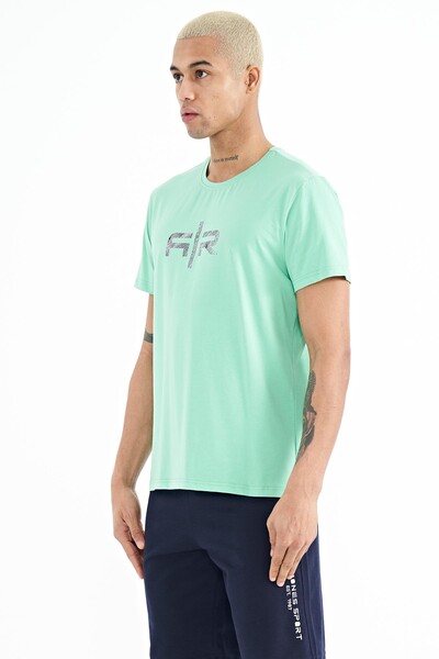 Tommylife Wholesale Boris Crew Neck Standard Fit Printed Men's T-Shirt 88206 Aqua Green - Thumbnail