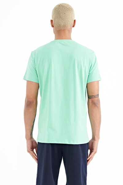 Tommylife Wholesale Boris Crew Neck Standard Fit Printed Men's T-Shirt 88206 Aqua Green - Thumbnail