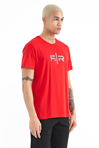 Tommylife Wholesale Boris Crew Neck Standard Fit Printed Men's T-Shirt 88206 Red - Thumbnail