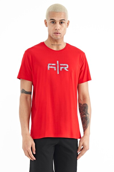 Tommylife Wholesale Boris Crew Neck Standard Fit Printed Men's T-Shirt 88206 Red - Thumbnail