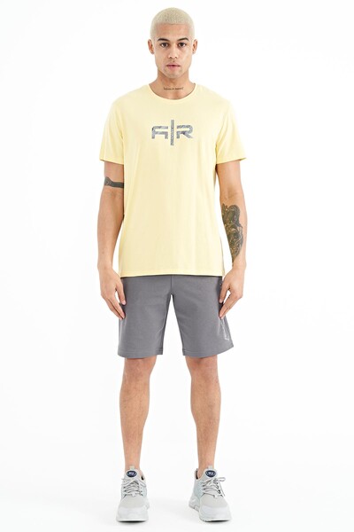 Tommylife Wholesale Boris Crew Neck Standard Fit Printed Men's T-Shirt 88206 Yellow - Thumbnail