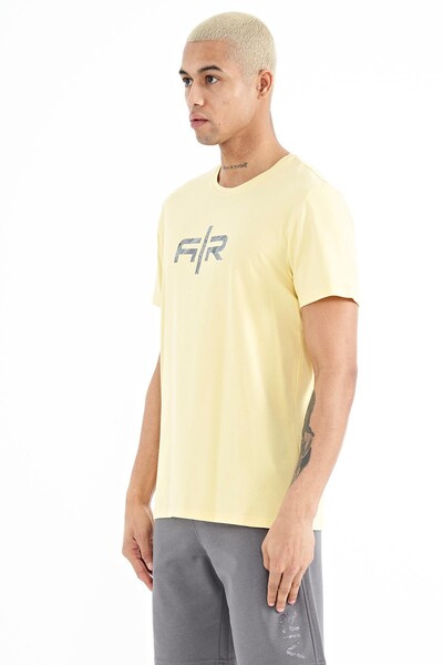 Tommylife Wholesale Boris Crew Neck Standard Fit Printed Men's T-Shirt 88206 Yellow - Thumbnail