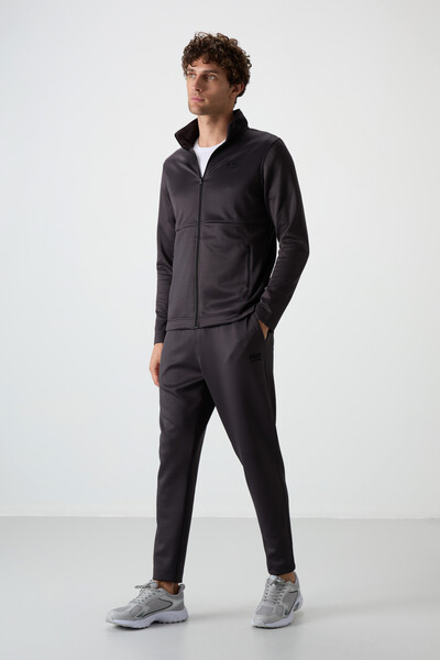 Tommylife Wholesale Bran Standard Fit Scuba Basic Men's Tracksuit Set 85199 Anthracite - Thumbnail