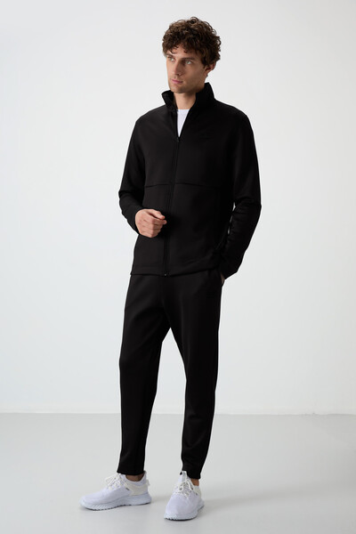 Tommylife Wholesale Bran Standard Fit Scuba Basic Men's Tracksuit Set 85199 Black - Thumbnail