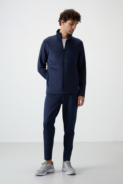 Tommylife Wholesale Bran Standard Fit Scuba Basic Men's Tracksuit Set 85199 Indigo - Thumbnail