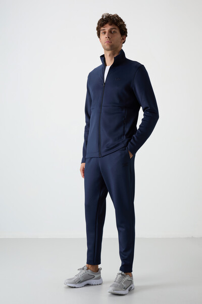 Tommylife Wholesale Bran Standard Fit Scuba Basic Men's Tracksuit Set 85199 Indigo - Thumbnail