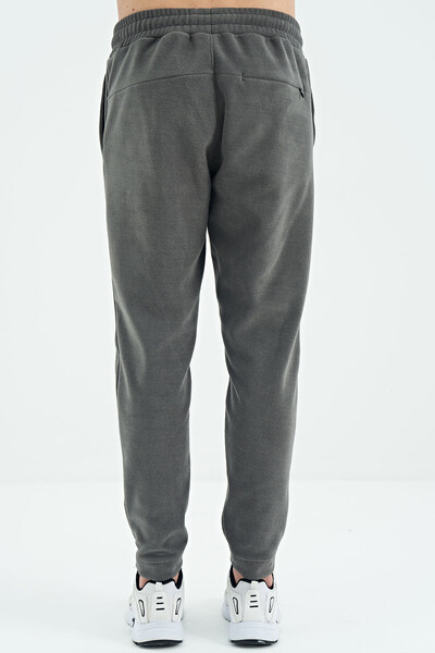 Tommylife Wholesale Bret Dark Gray Logo Embroidered Men's Fleece Sweatpants - 82107 - Thumbnail