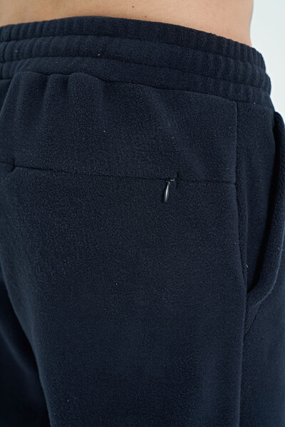 Tommylife Wholesale Bret Navy Blue Logo Embroidered Men's Fleece Sweatpants - 82107 - Thumbnail