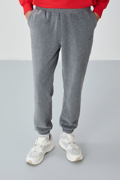 Tommylife Wholesale Bret Standard Fit Men's Fleece Sweatpants 82107 Gray Melange - Thumbnail