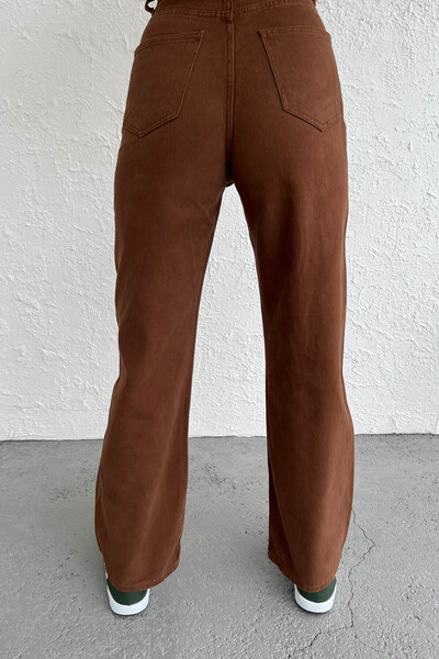 Tommylife Wholesale Brown High Waist Gabardine Women's Trousers - 02063 - Thumbnail