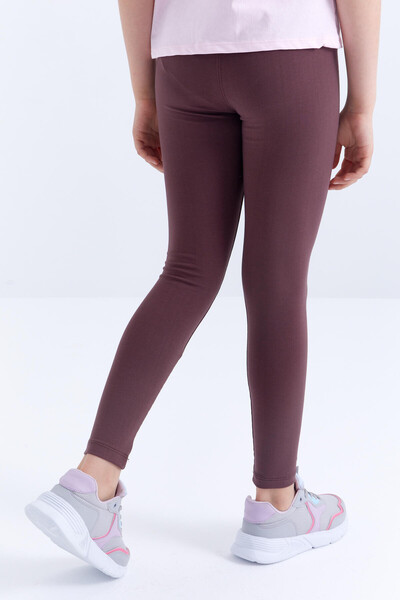 Tommylife Wholesale Brown High Waisted Skinny Leg Girl's Leggings - 75047 - Thumbnail