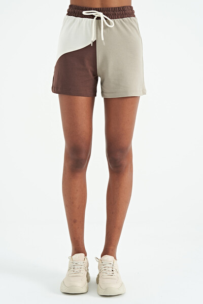 Tommylife Wholesale Brown Standard Fit Women's Shorts - 02155 - Thumbnail
