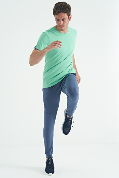 Tommylife Wholesale Calvin Crew Neck Standard Fit Basic Men's T-Shirt 88245 Aqua Green - Thumbnail