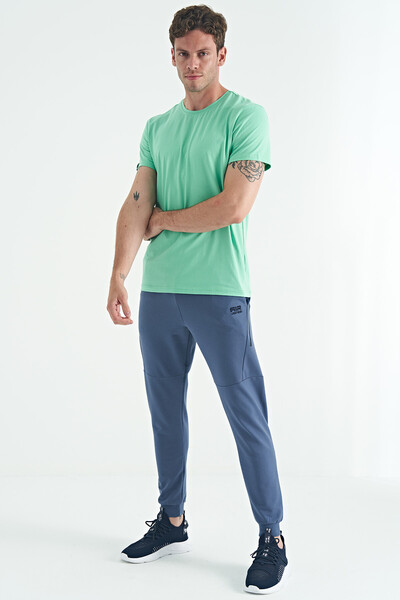 Tommylife Wholesale Calvin Crew Neck Standard Fit Basic Men's T-Shirt 88245 Aqua Green - Thumbnail