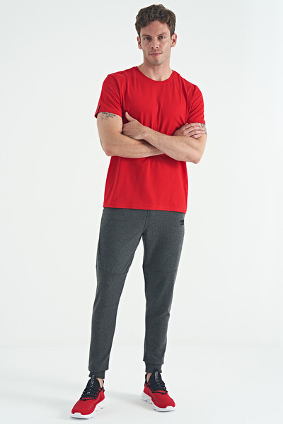 Tommylife Wholesale Calvin Crew Neck Standard Fit Basic Men's T-Shirt 88245 Red - Thumbnail