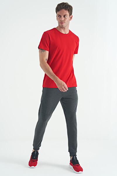 Tommylife Wholesale Calvin Crew Neck Standard Fit Basic Men's T-Shirt 88245 Red - Thumbnail