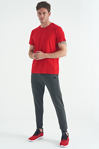 Tommylife Wholesale Calvin Crew Neck Standard Fit Basic Men's T-Shirt 88245 Red - Thumbnail