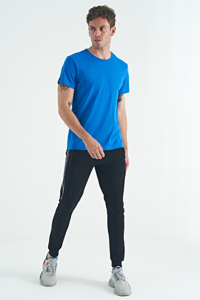 Tommylife Wholesale Calvin Crew Neck Standard Fit Basic Men's T-Shirt 88245 Saxe - Thumbnail