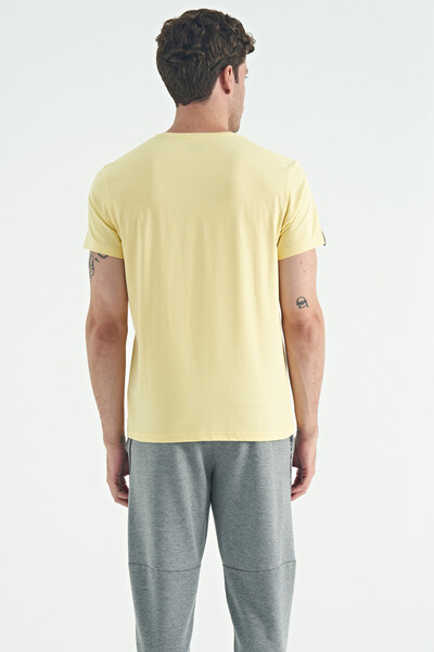 Tommylife Wholesale Calvin Crew Neck Standard Fit Basic Men's T-Shirt 88245 Yellow - Thumbnail