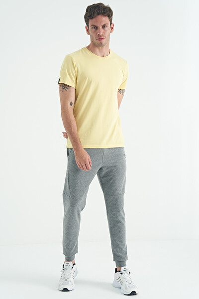 Tommylife Wholesale Calvin Crew Neck Standard Fit Basic Men's T-Shirt 88245 Yellow - Thumbnail