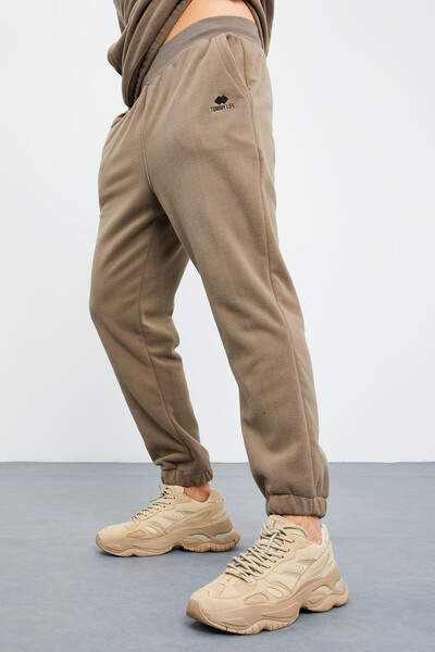 Tommylife Wholesale Camel With Half Zipper Neckband Elastic Hem Men's Fleece Set - 85159 - Thumbnail