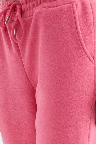 Tommylife Wholesale Candy Pink High Waisted Basic Jogger Fleece Women's Sweatpants - 94622 - Thumbnail