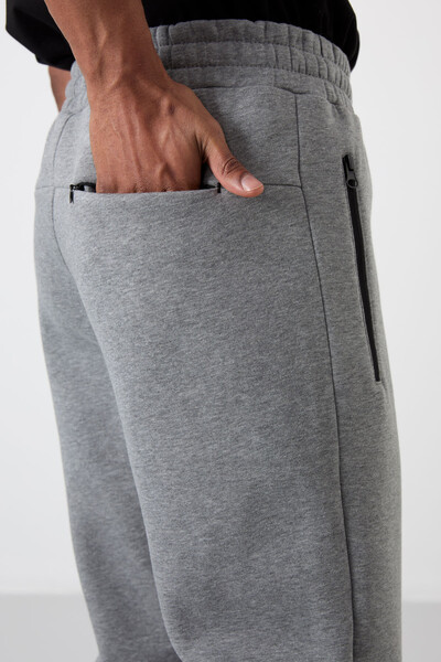 Tommylife Wholesale Carlo Standard Fit Men's Sweatpants 84942 Gray Melange - Thumbnail