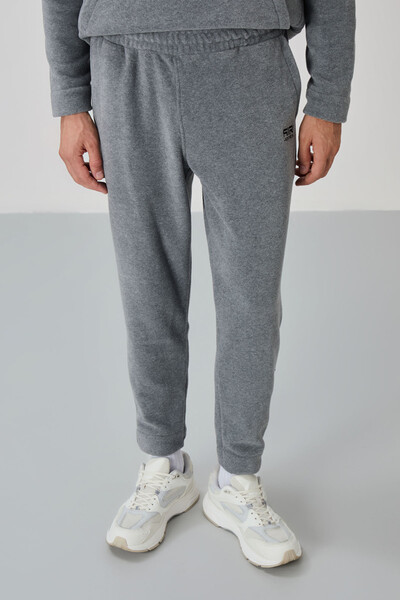 Tommylife Wholesale Carol Standard Fit Stand Collar Men's Fleece Tracksuit Set 85226 Gray Melange - Thumbnail