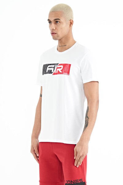 Tommylife Wholesale Casey Crew Neck Standard Fit Printed Men's T-Shirt 88205 White - Thumbnail