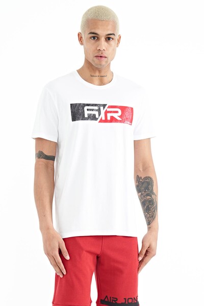 Tommylife Wholesale Casey Crew Neck Standard Fit Printed Men's T-Shirt 88205 White - Thumbnail