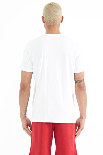 Tommylife Wholesale Casey Crew Neck Standard Fit Printed Men's T-Shirt 88205 White - Thumbnail