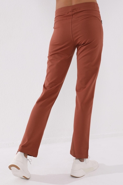 Tommylife Wholesale Cinnamon Colour With Zipper Pocket Comfy Classic Hem Women's Sweatpant - 94195 - Thumbnail