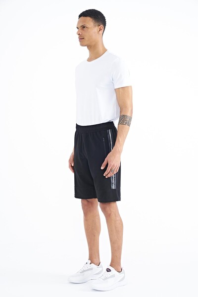 Tommylife Wholesale Clive Standard Fit Printed Men's Shorts 81249 Black - Thumbnail