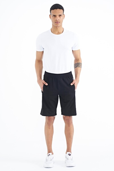 Tommylife Wholesale Clive Standard Fit Printed Men's Shorts 81249 Black - Thumbnail