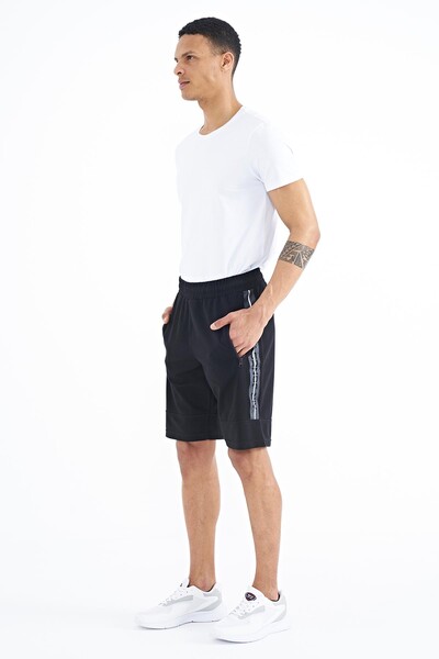 Tommylife Wholesale Clive Standard Fit Printed Men's Shorts 81249 Black - Thumbnail