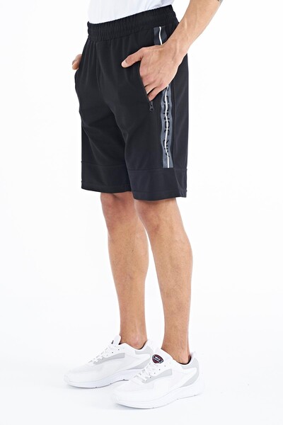 Tommylife Wholesale Clive Standard Fit Printed Men's Shorts 81249 Black - Thumbnail