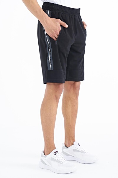 Tommylife Wholesale Clive Standard Fit Printed Men's Shorts 81249 Black - Thumbnail