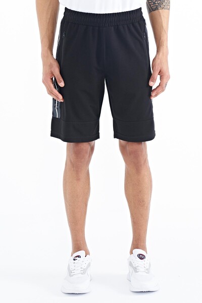 Tommylife Wholesale Clive Standard Fit Printed Men's Shorts 81249 Black - Thumbnail