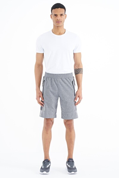 Tommylife Wholesale Clive Standard Fit Printed Men's Shorts 81249 Gray Melange - Thumbnail