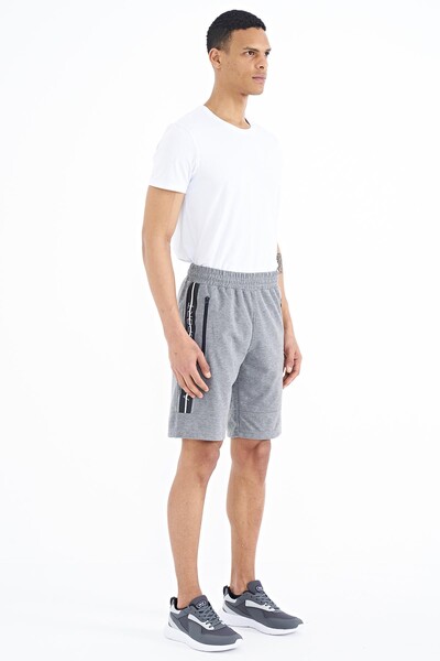 Tommylife Wholesale Clive Standard Fit Printed Men's Shorts 81249 Gray Melange - Thumbnail