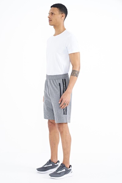 Tommylife Wholesale Clive Standard Fit Printed Men's Shorts 81249 Gray Melange - Thumbnail