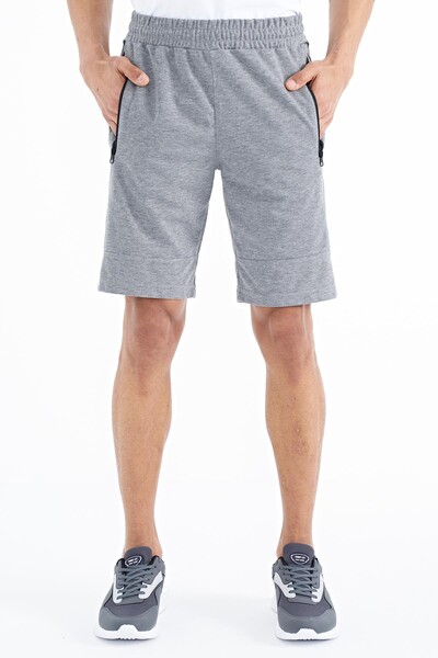 Tommylife Wholesale Clive Standard Fit Printed Men's Shorts 81249 Gray Melange - Thumbnail