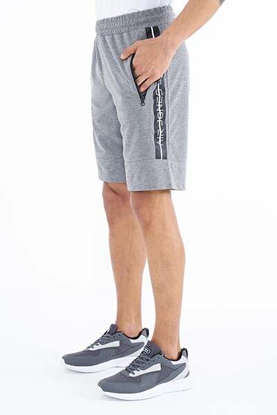 Tommylife Wholesale Clive Standard Fit Printed Men's Shorts 81249 Gray Melange - Thumbnail