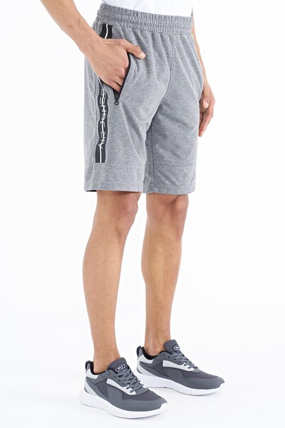 Tommylife Wholesale Clive Standard Fit Printed Men's Shorts 81249 Gray Melange - Thumbnail