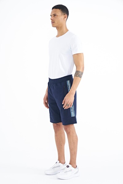 Tommylife Wholesale Clive Standard Fit Printed Men's Shorts 81249 Indigo - Thumbnail